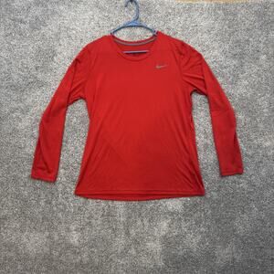 Nike Dri-FIT Shirt Mens XL Red Long Sleeve Athletic Polyester Training Top